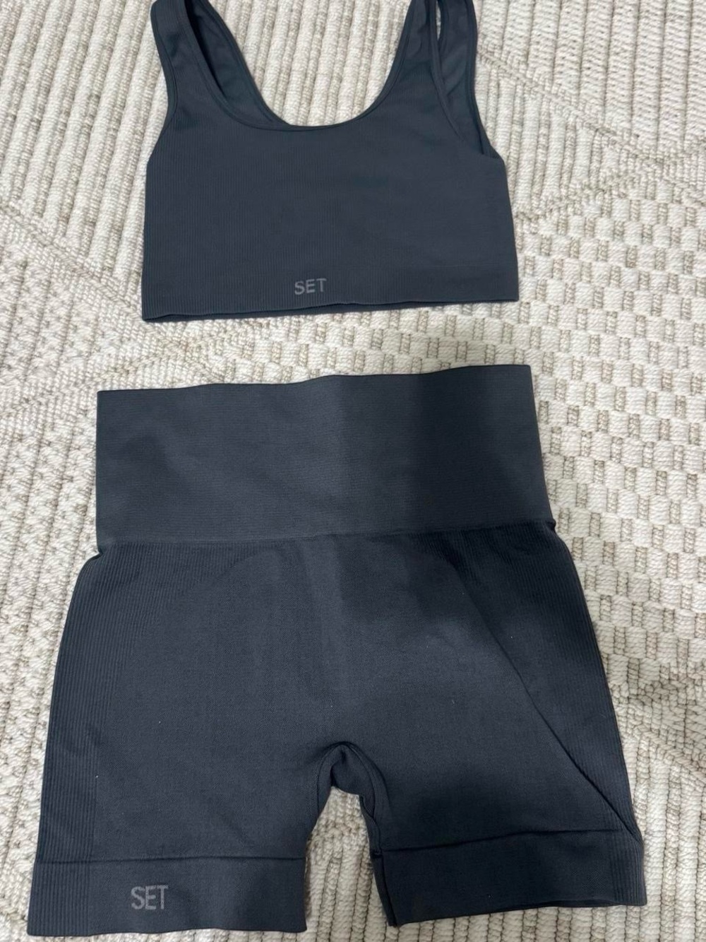 SET Active Black Ribbed High-Waist Bike set